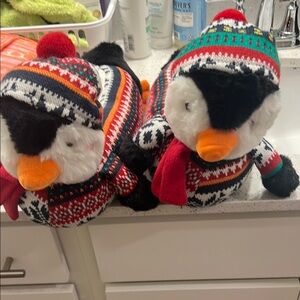Festive Penguin Plush Toys with Sweaters-American Eagle- Never Worn